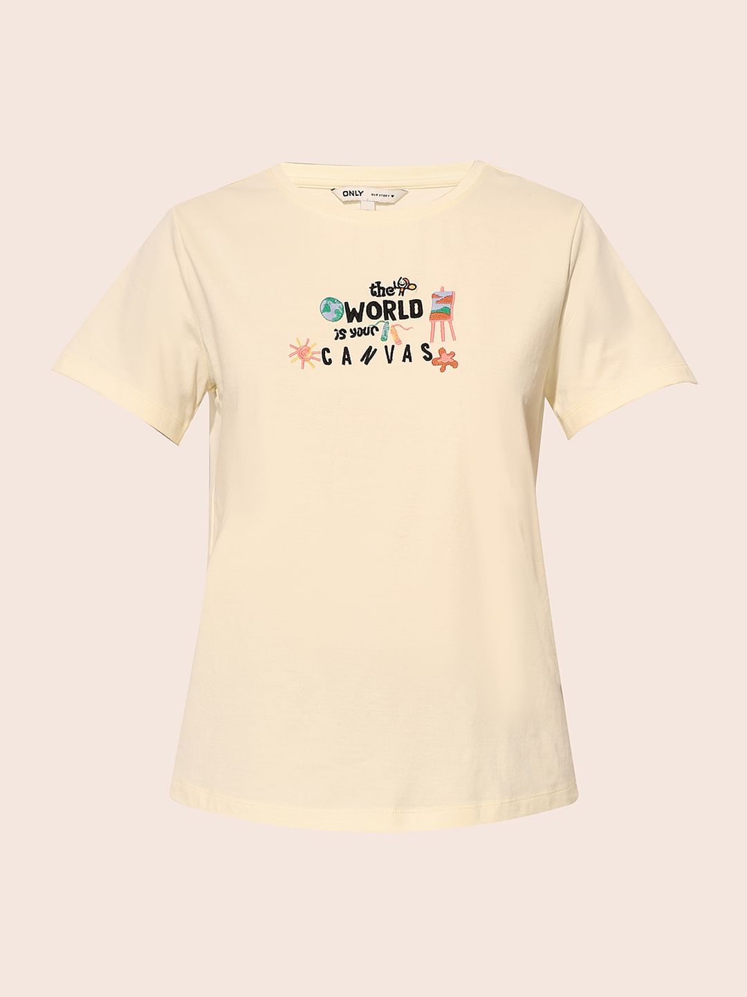 Cream Printed T-Shirt