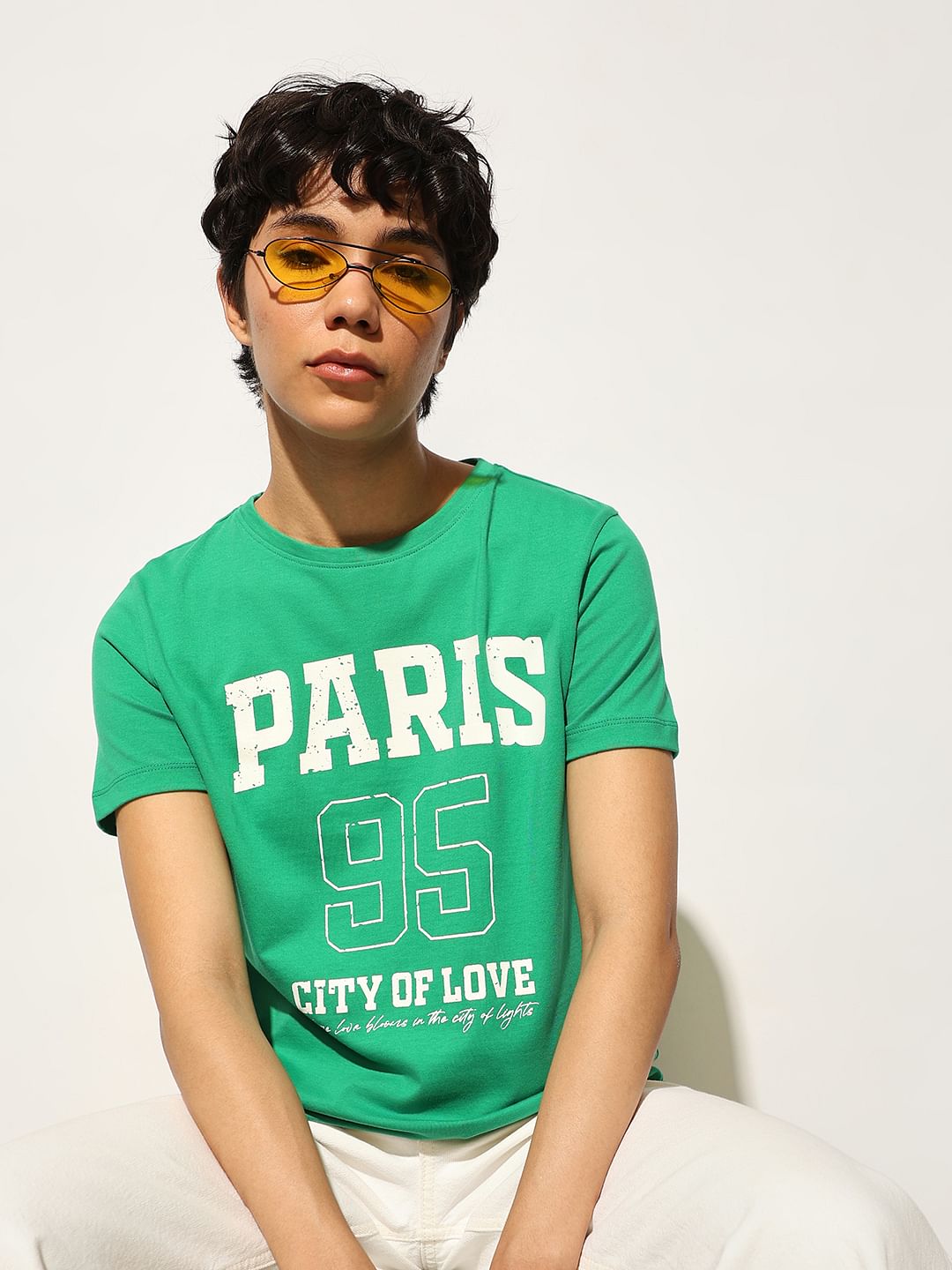 Green Varsity Printed Cotton T-Shirt
