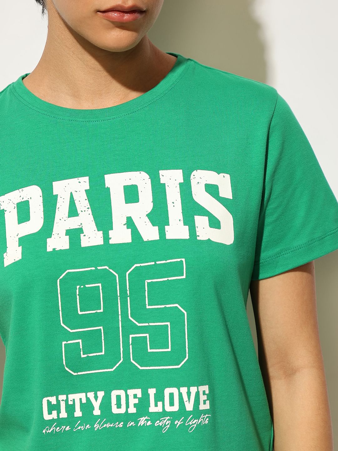 Green Varsity Printed Cotton T-Shirt