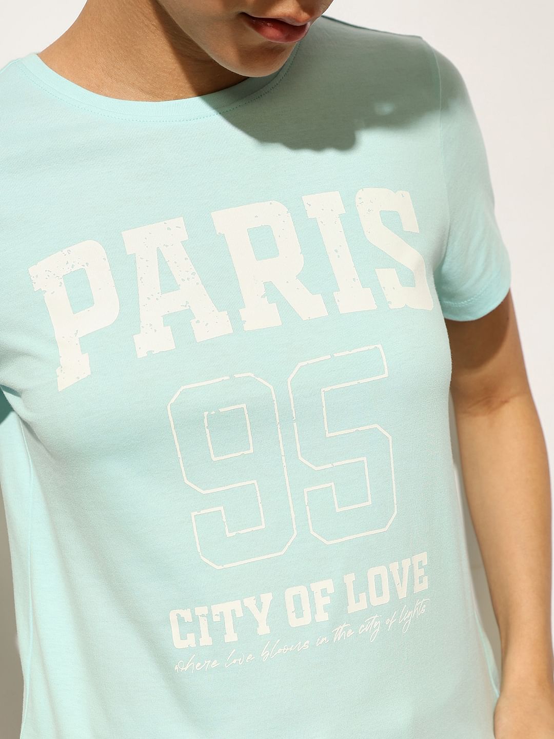 Blue Printed Cotton T-Shirt