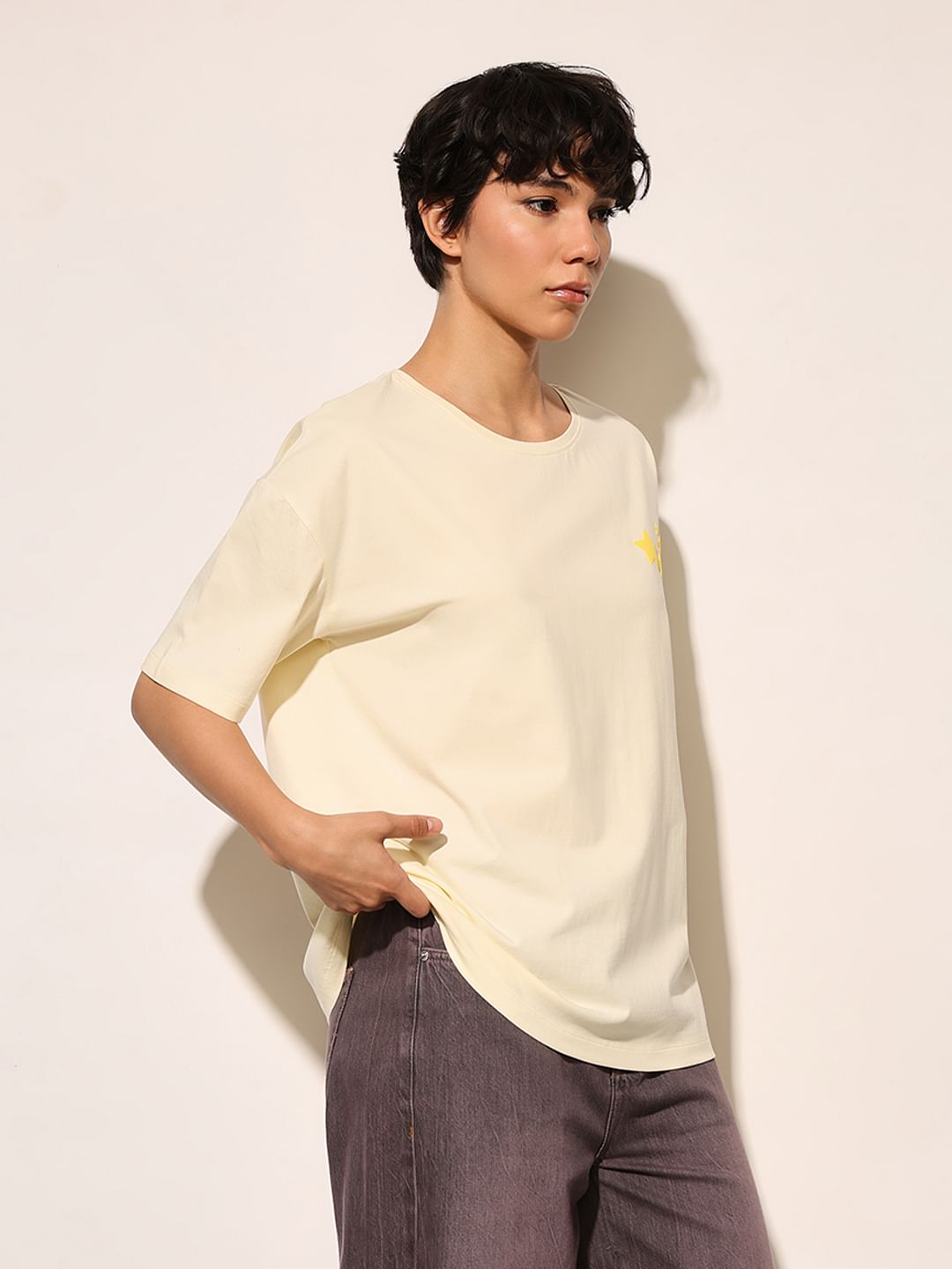Cream Cotton T-Shirt
