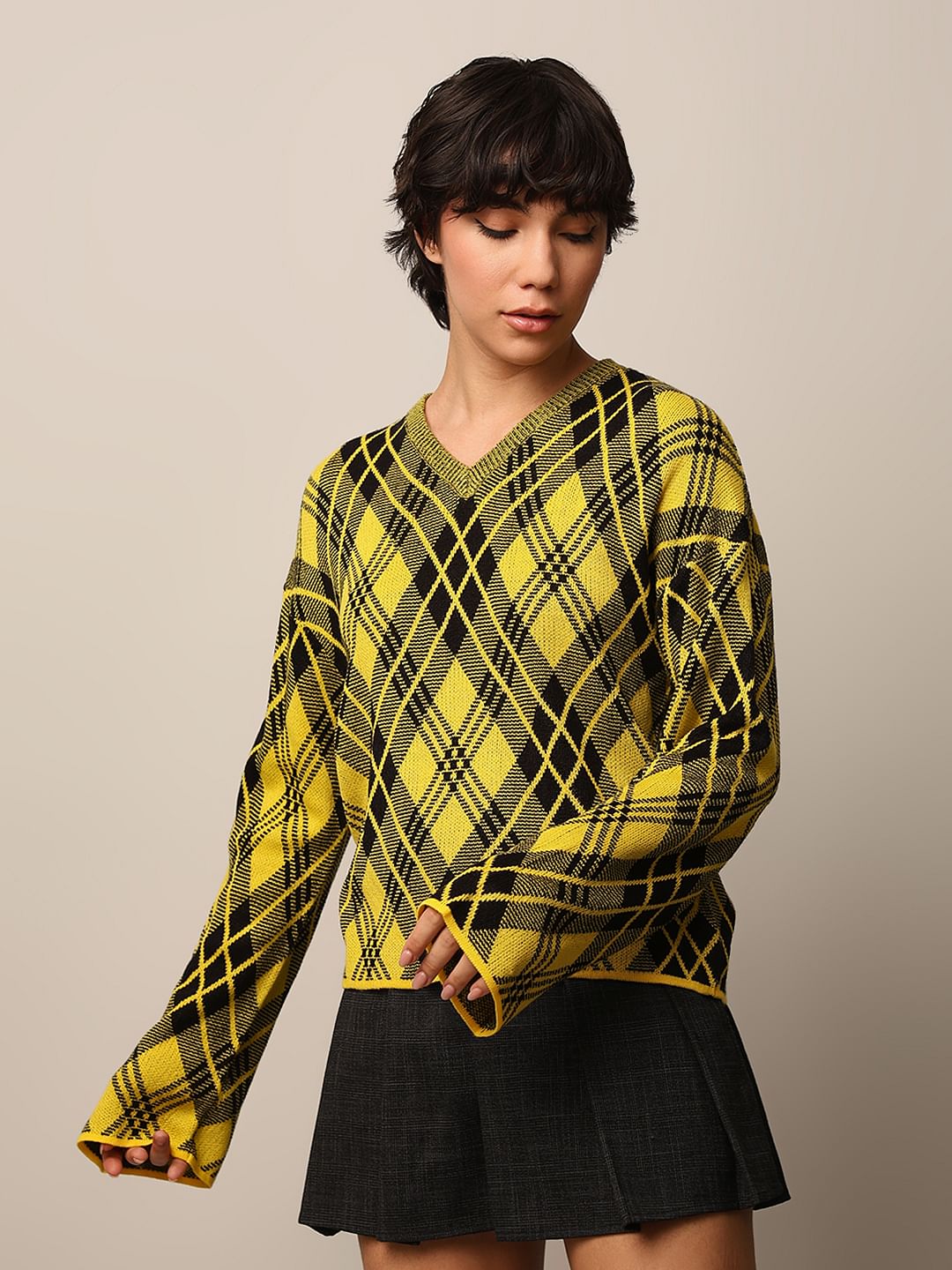 Yellow Jacquard Pullover