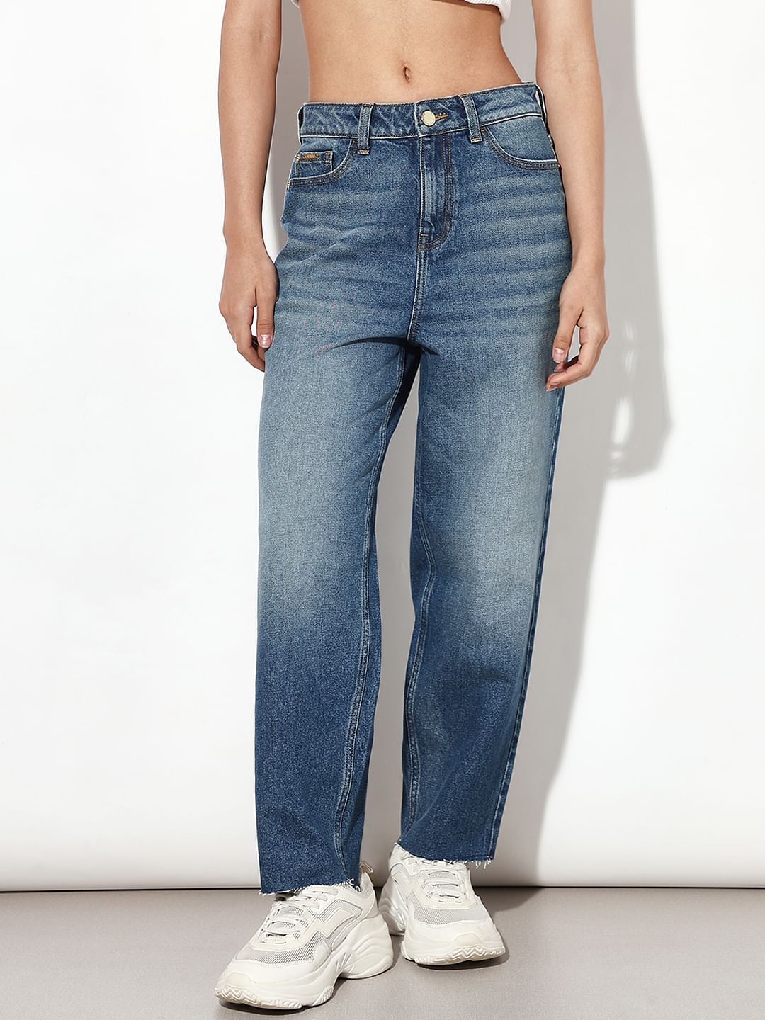 Blue High Rise Slouchy Fit Jeans