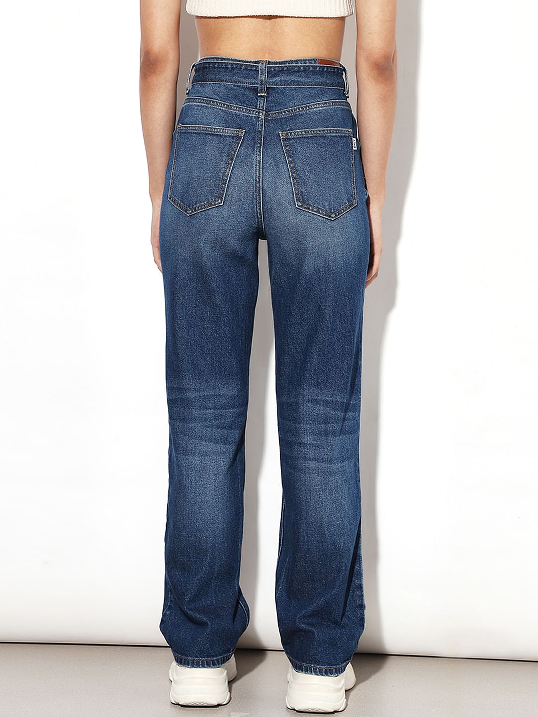 Blue High Rise Straight Fit Jeans