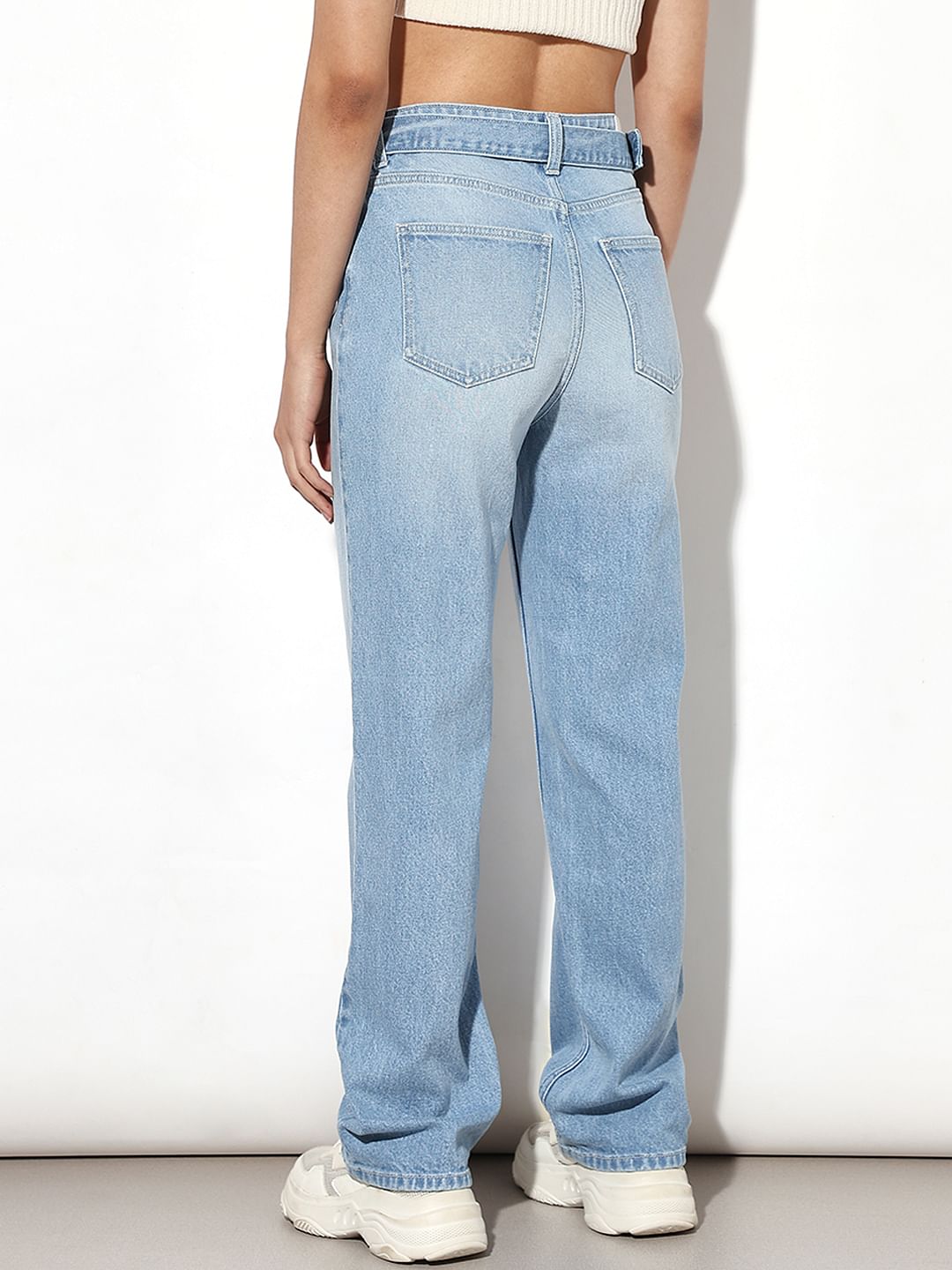 Light Blue High Rise Straight Fit Jeans