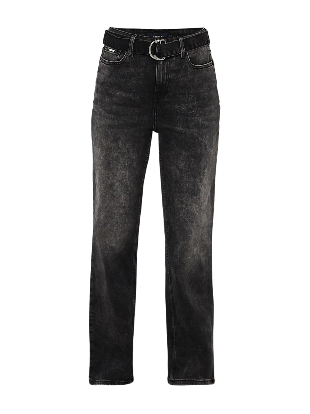 Black High Rise Straight Fit Jeans