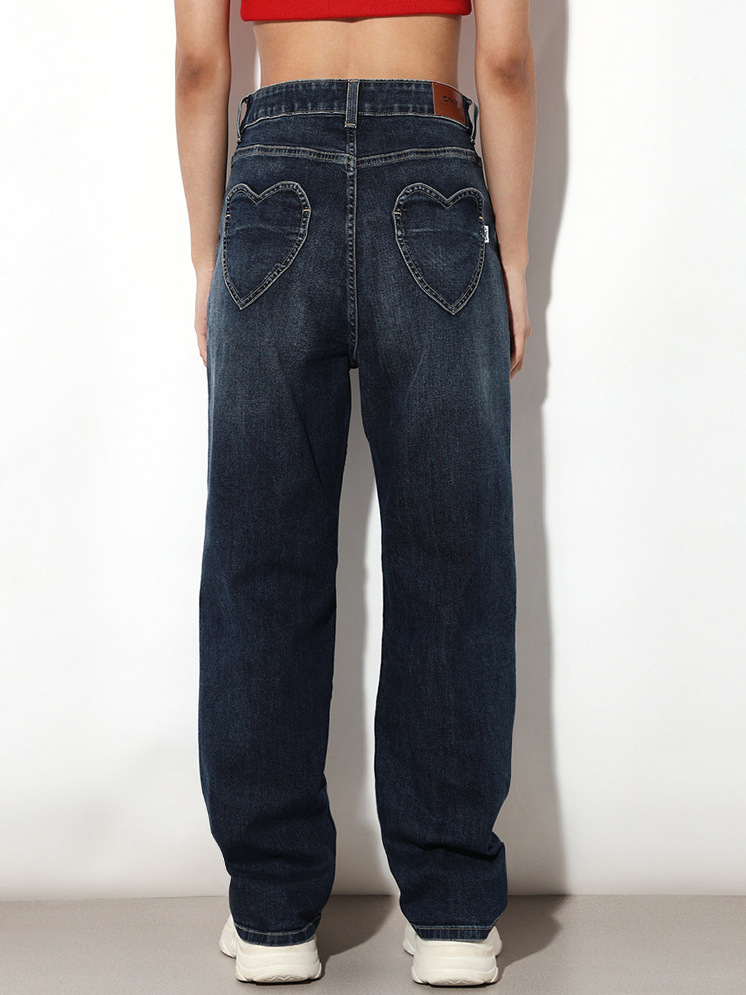 Dark Blue High Rise Straight Fit Jeans