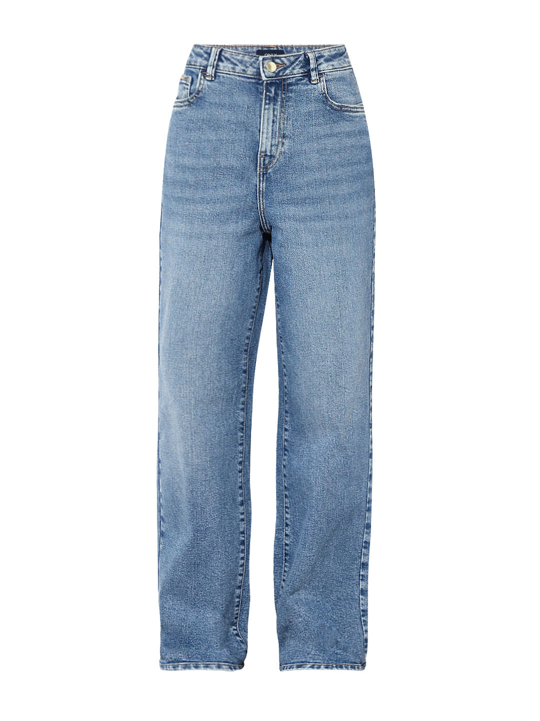 Blue High Rise Straight Fit Jeans