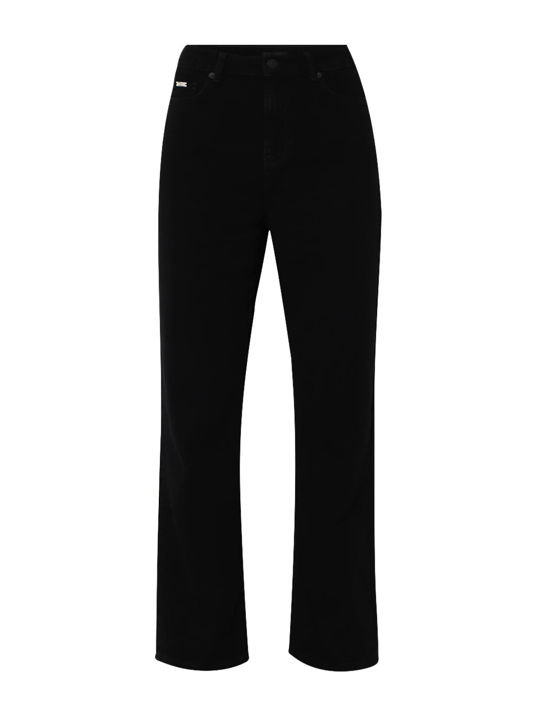 BLACK High Rise Straight Fit Jeans