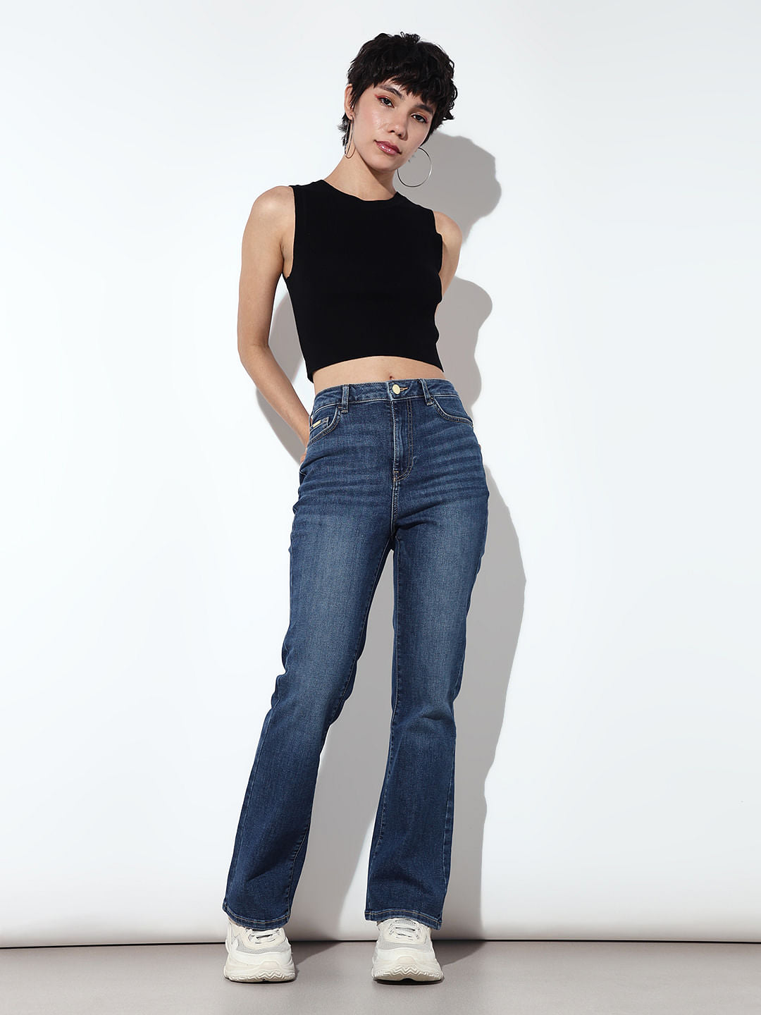Dark Blue High Rise Paola Flared Jeans