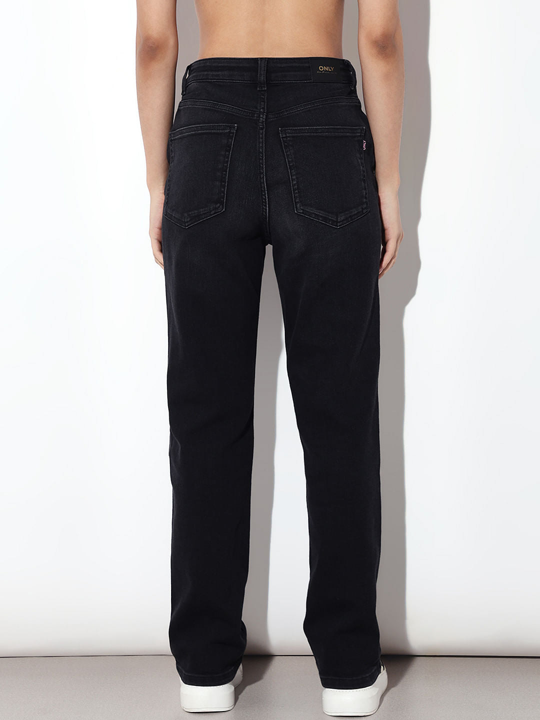 Black High Rise Straight Fit Jeans