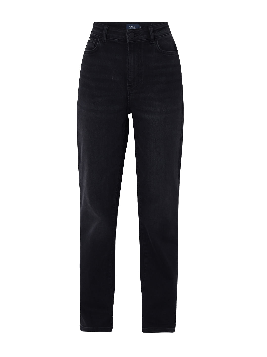Black High Rise Straight Fit Jeans