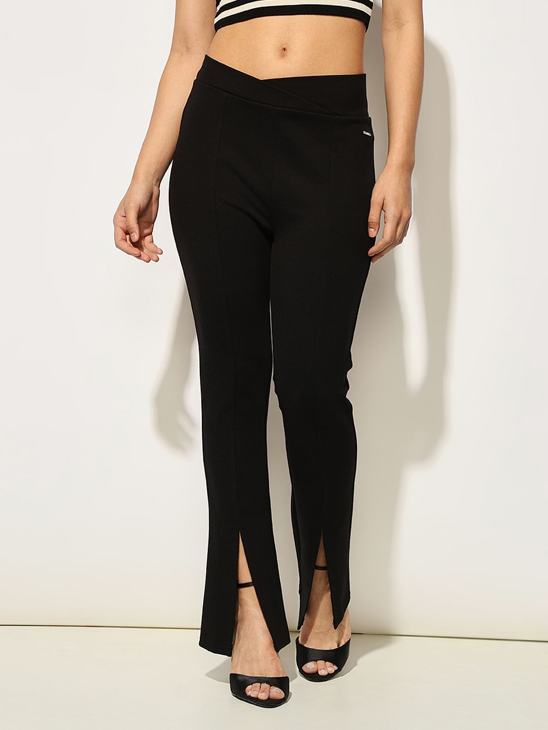 Black High Rise Flared Leggings