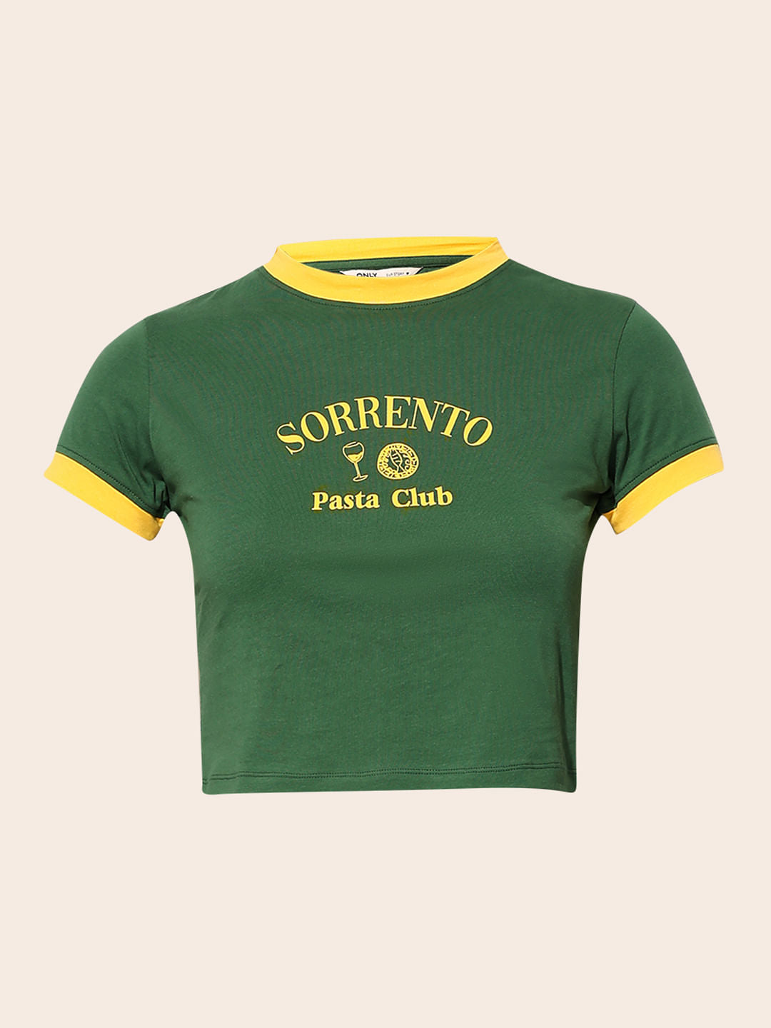 Green Printed Cropped T-Shirt