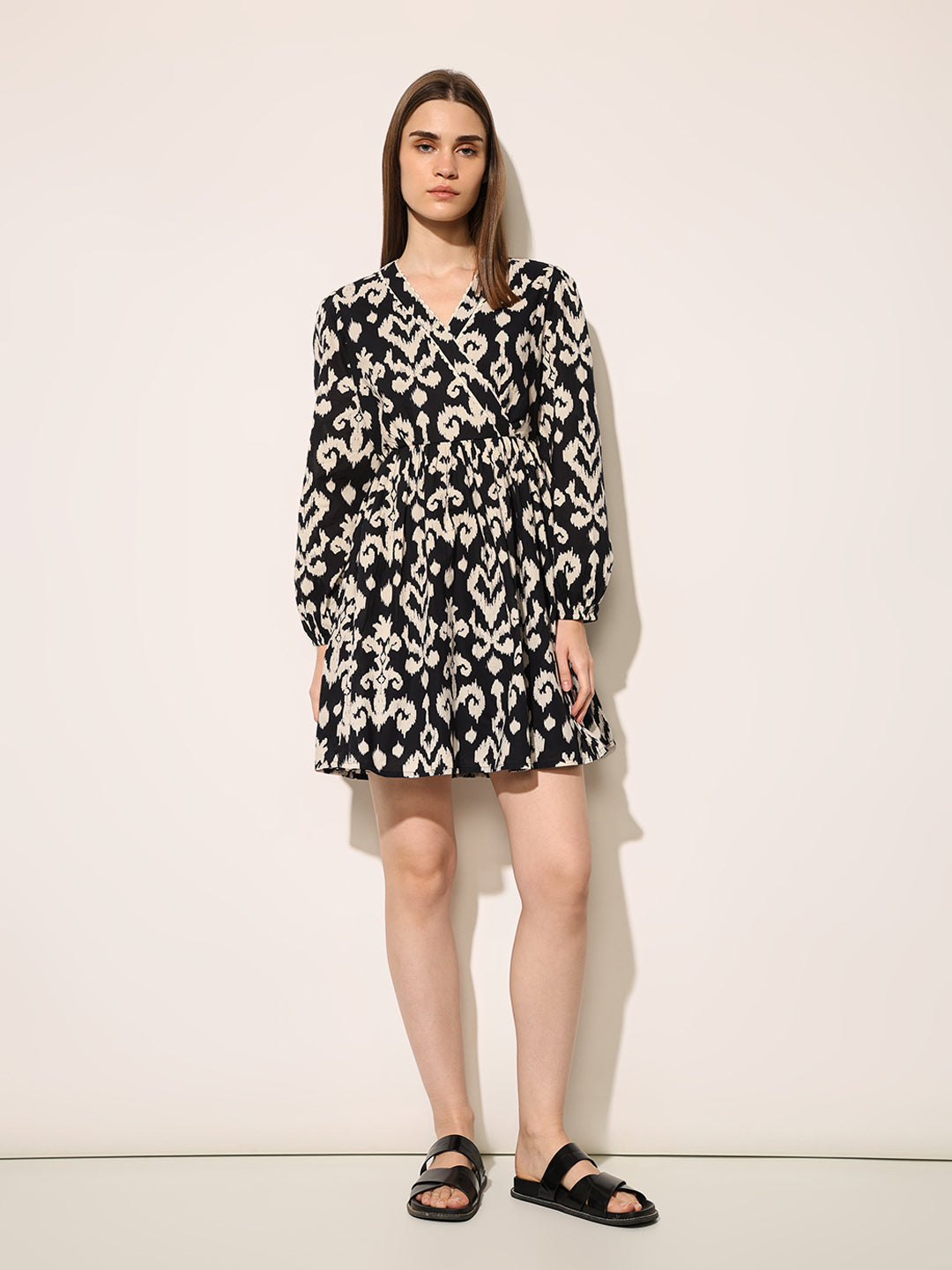 Black Printed Mini Dress