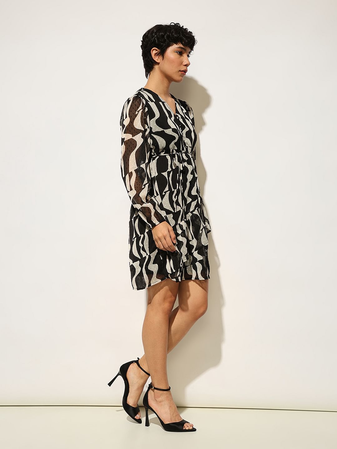 Black Printed Chiffon Dress