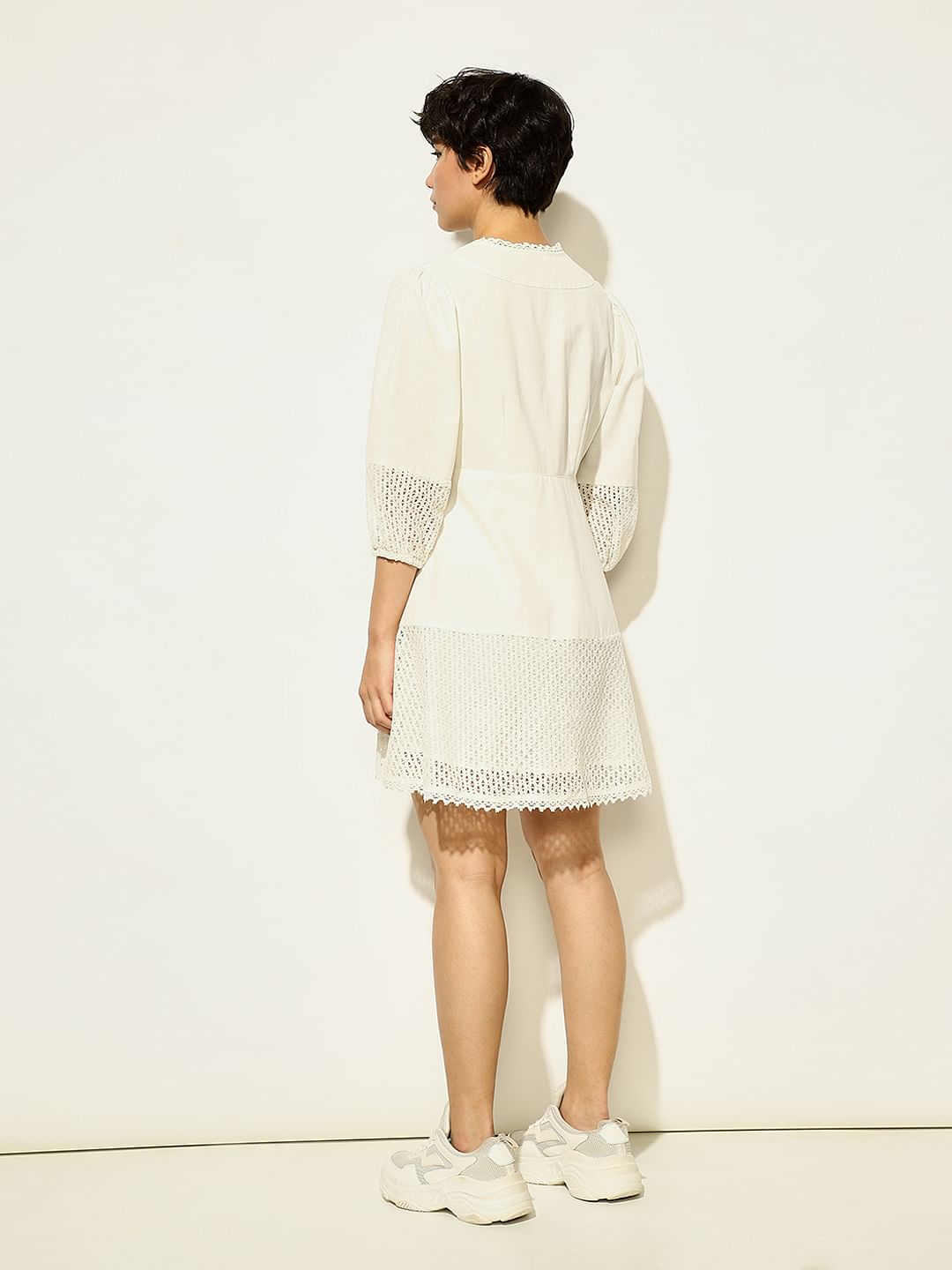 White Pleated Mini Dress