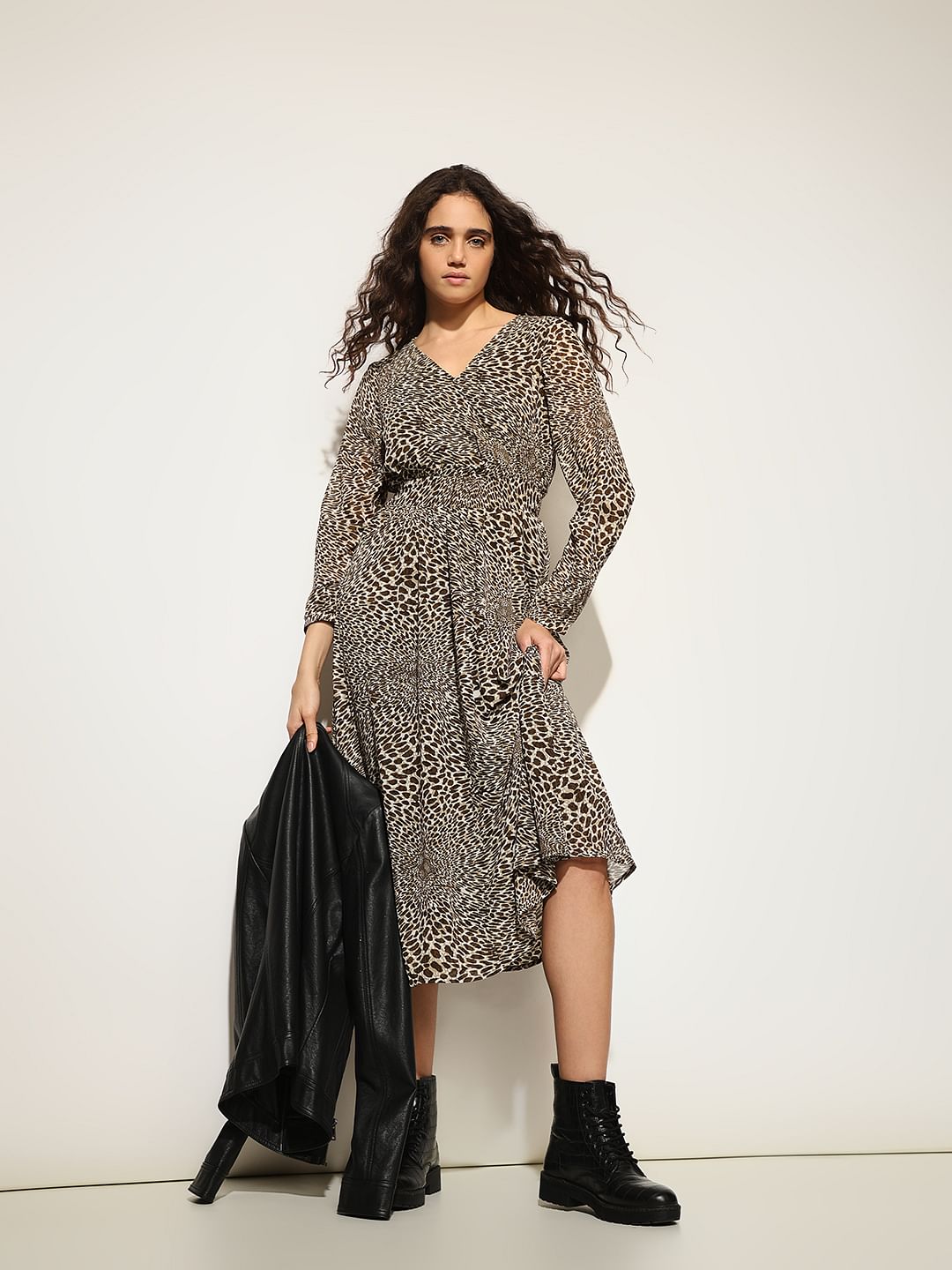 Brown Animal Print Dress