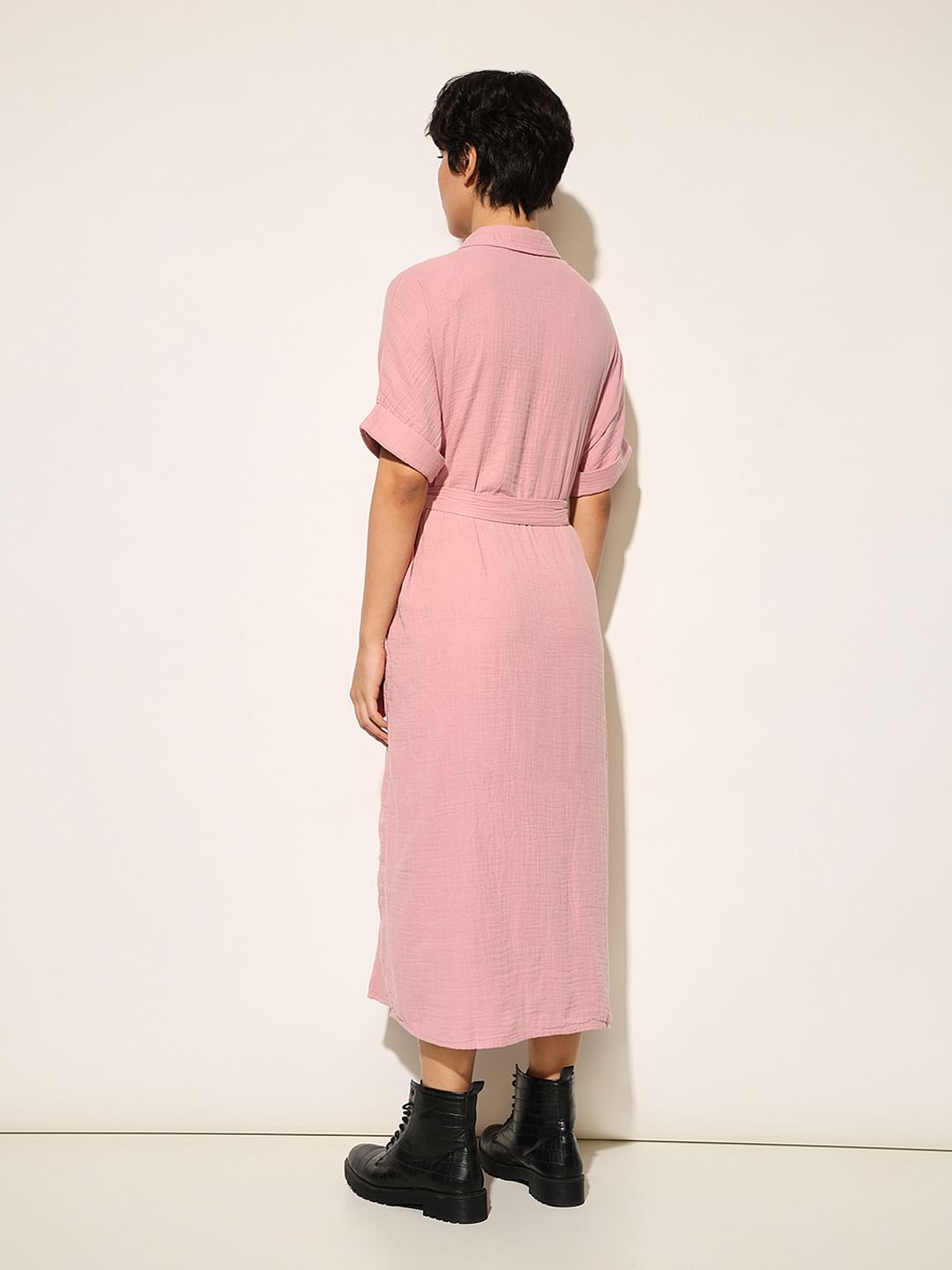 Pink Cotton Shirt Dress