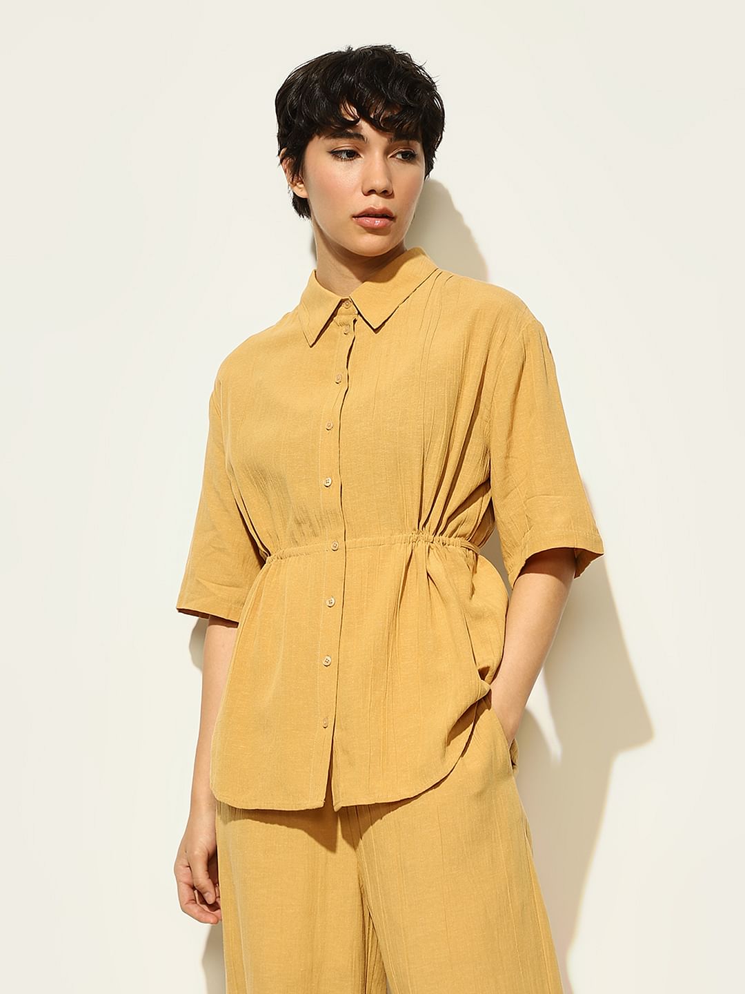 Mustard Cotton Co-Ord Set Shirt