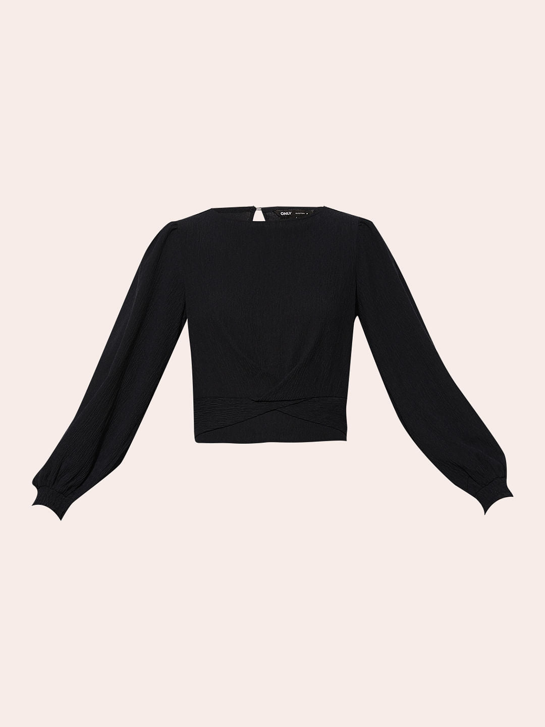 Dark Navy Smocked Crinkle Jersey Top