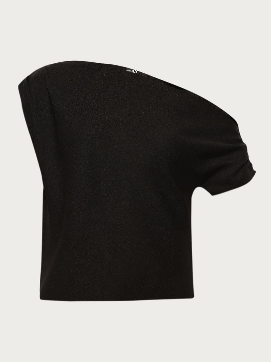 Black Draped One Shoulder Top