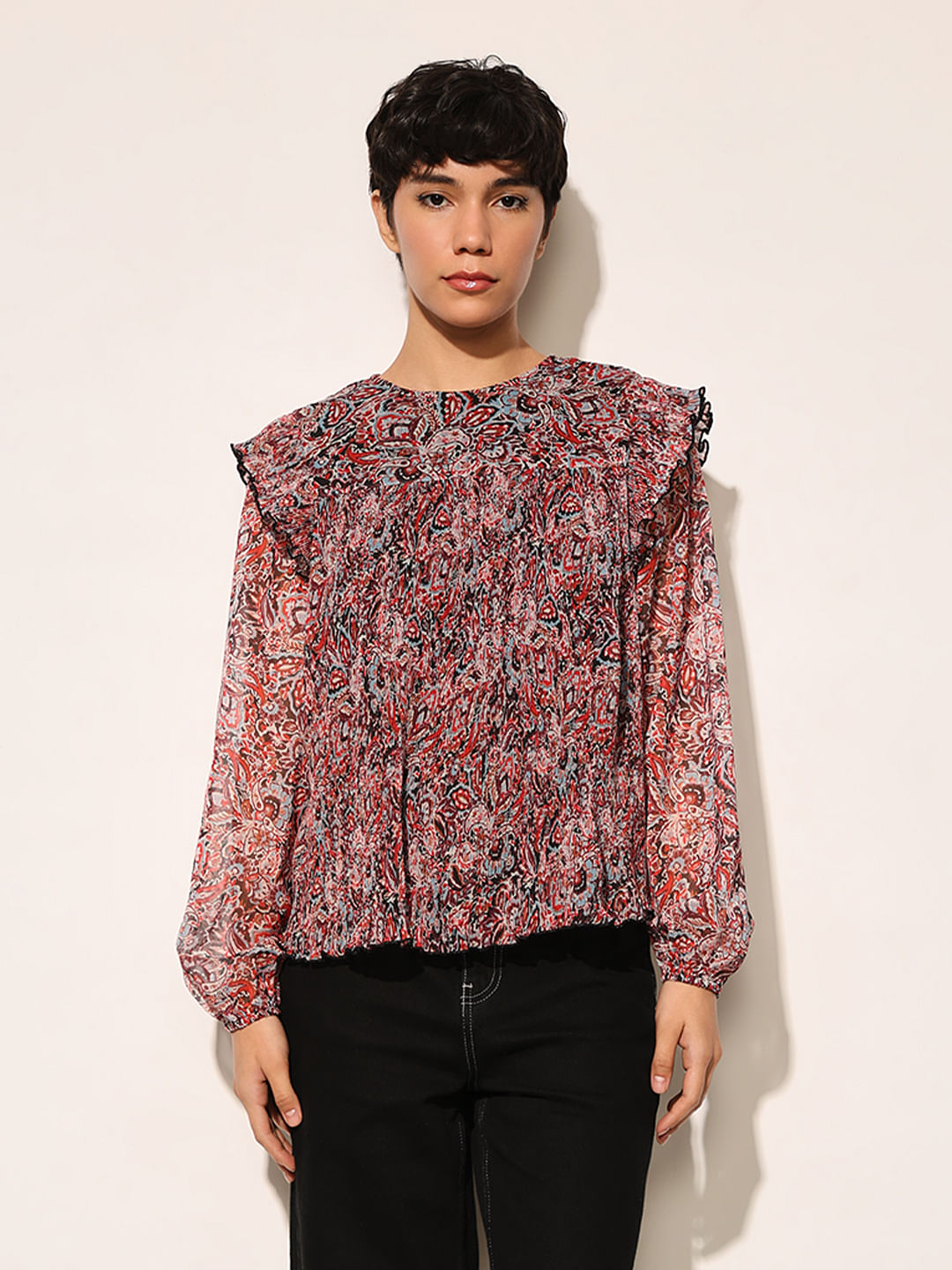 Multi-Colour Printed Chiffon Top