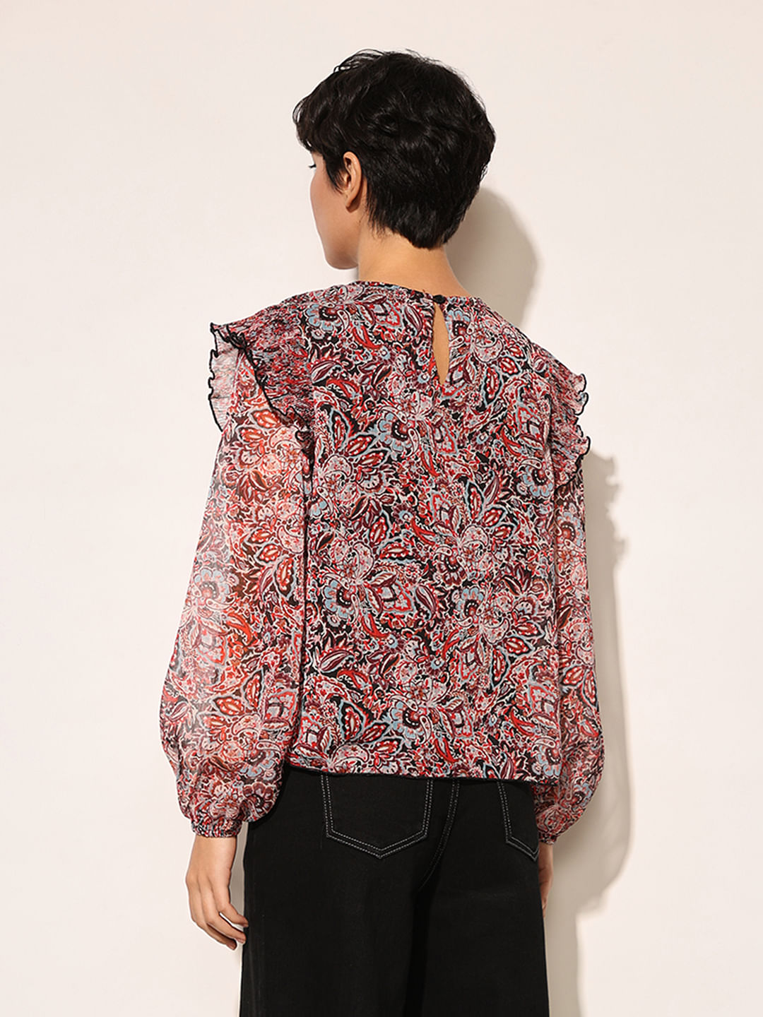 Multi-Colour Printed Chiffon Top