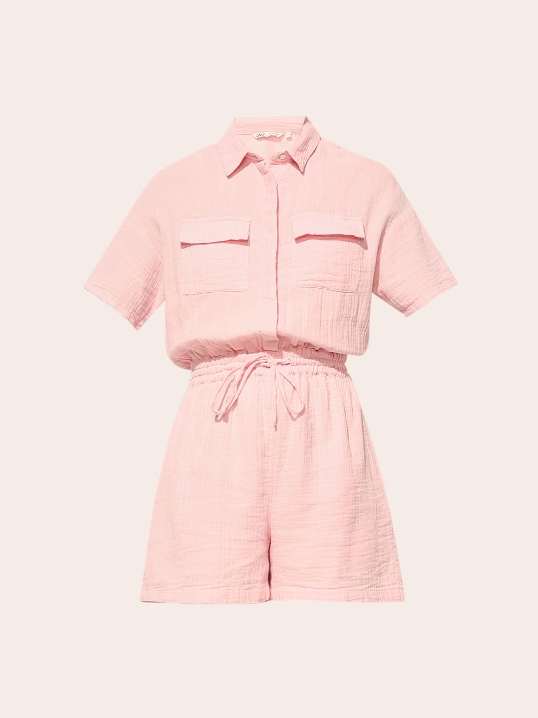 Pink Cotton Muslin Playsuit