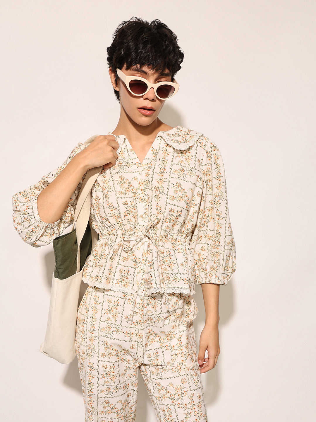 Beige Floral Co-ord Set