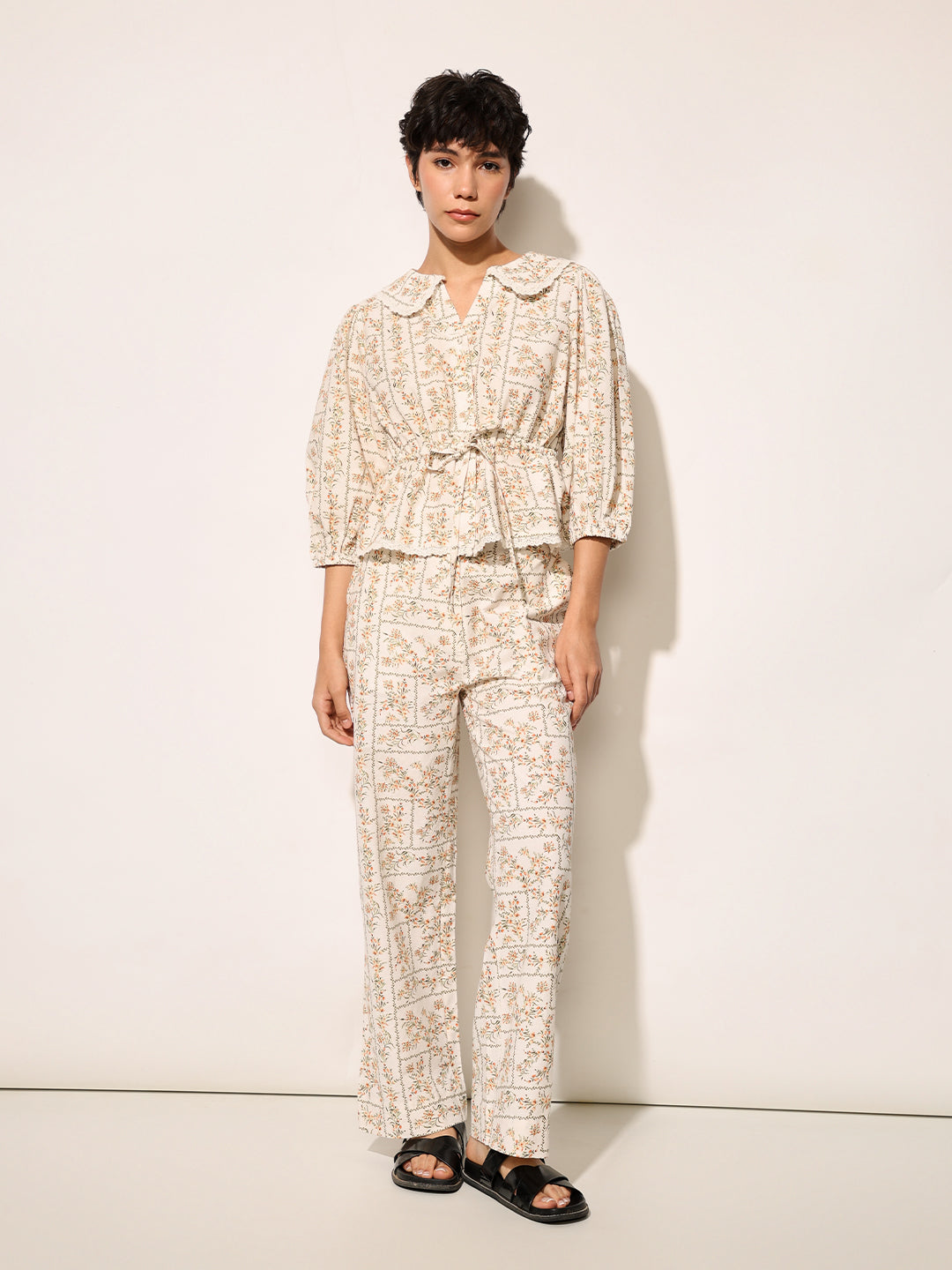 Beige Floral Co-ord Set
