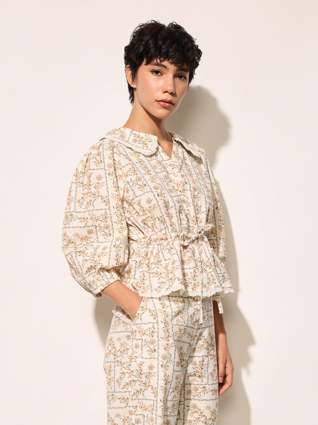 Beige Floral Co-ord Set