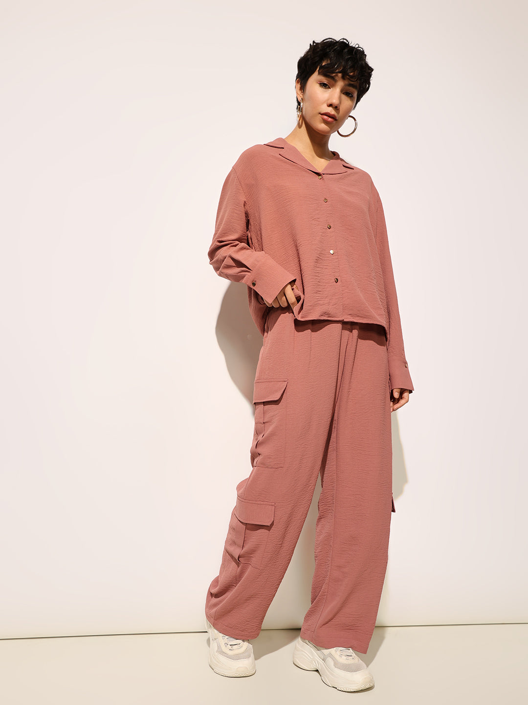 Brown Shirt & Cargo Pant Co-ord Set