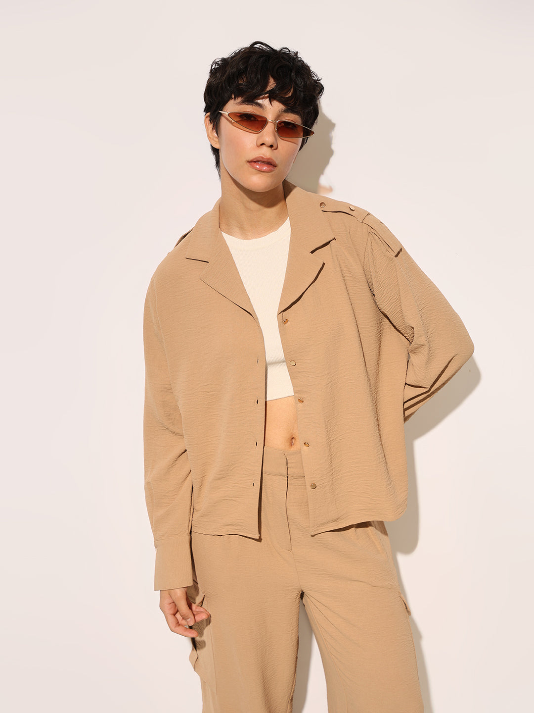 Brown Regular Fit Co-ord Set