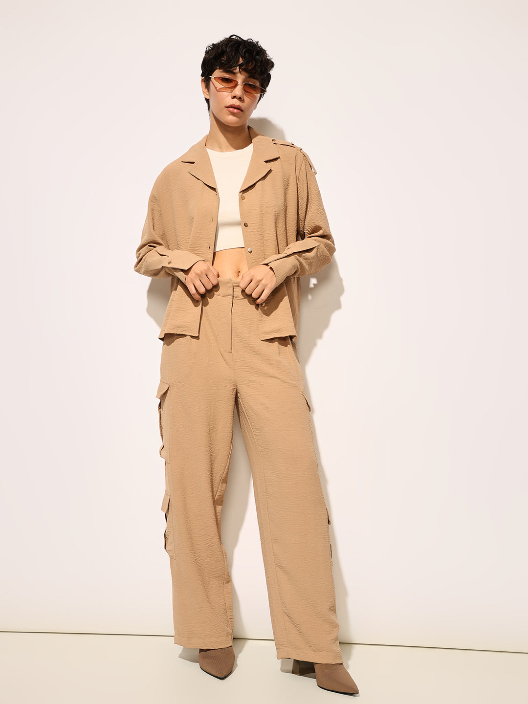 Brown Regular Fit Co-ord Set