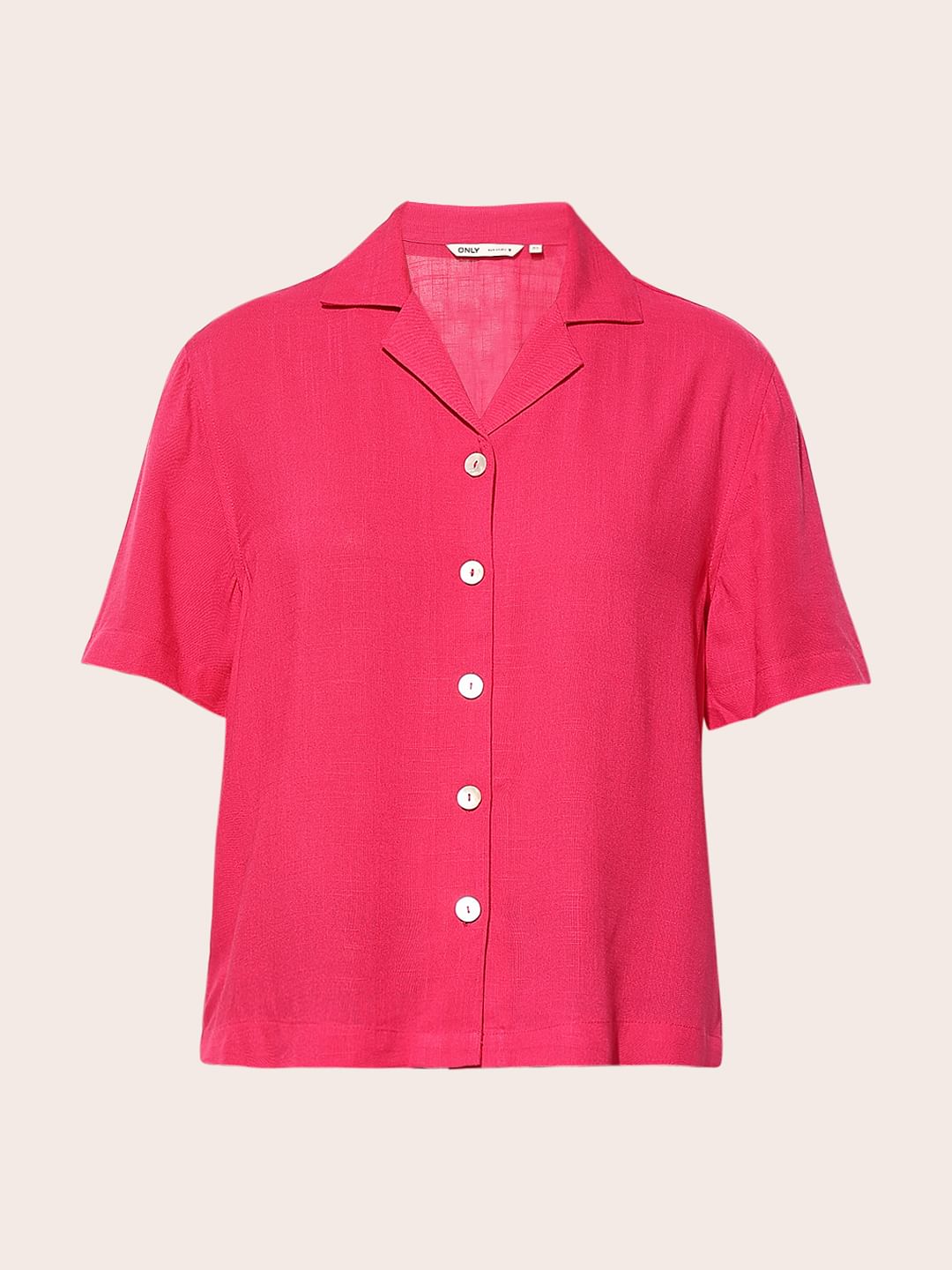 Pink Lapel Collar Viscose Shirt