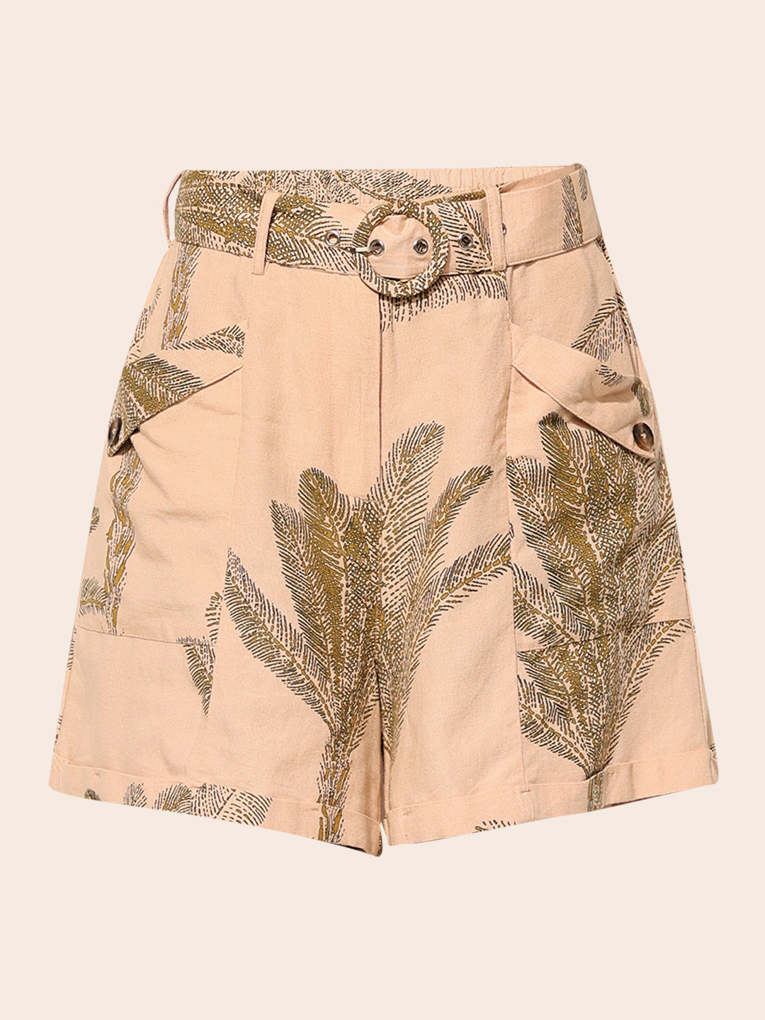 Peach Printed Co-ord Set Shorts