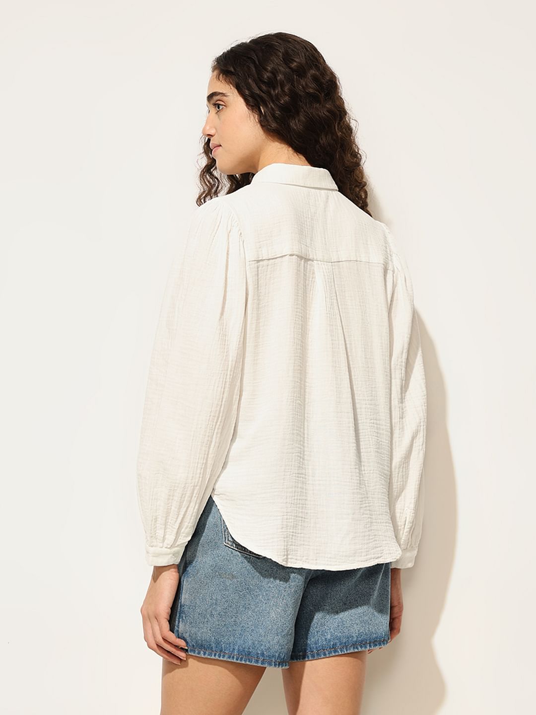 White Embroidered Cotton Shirt