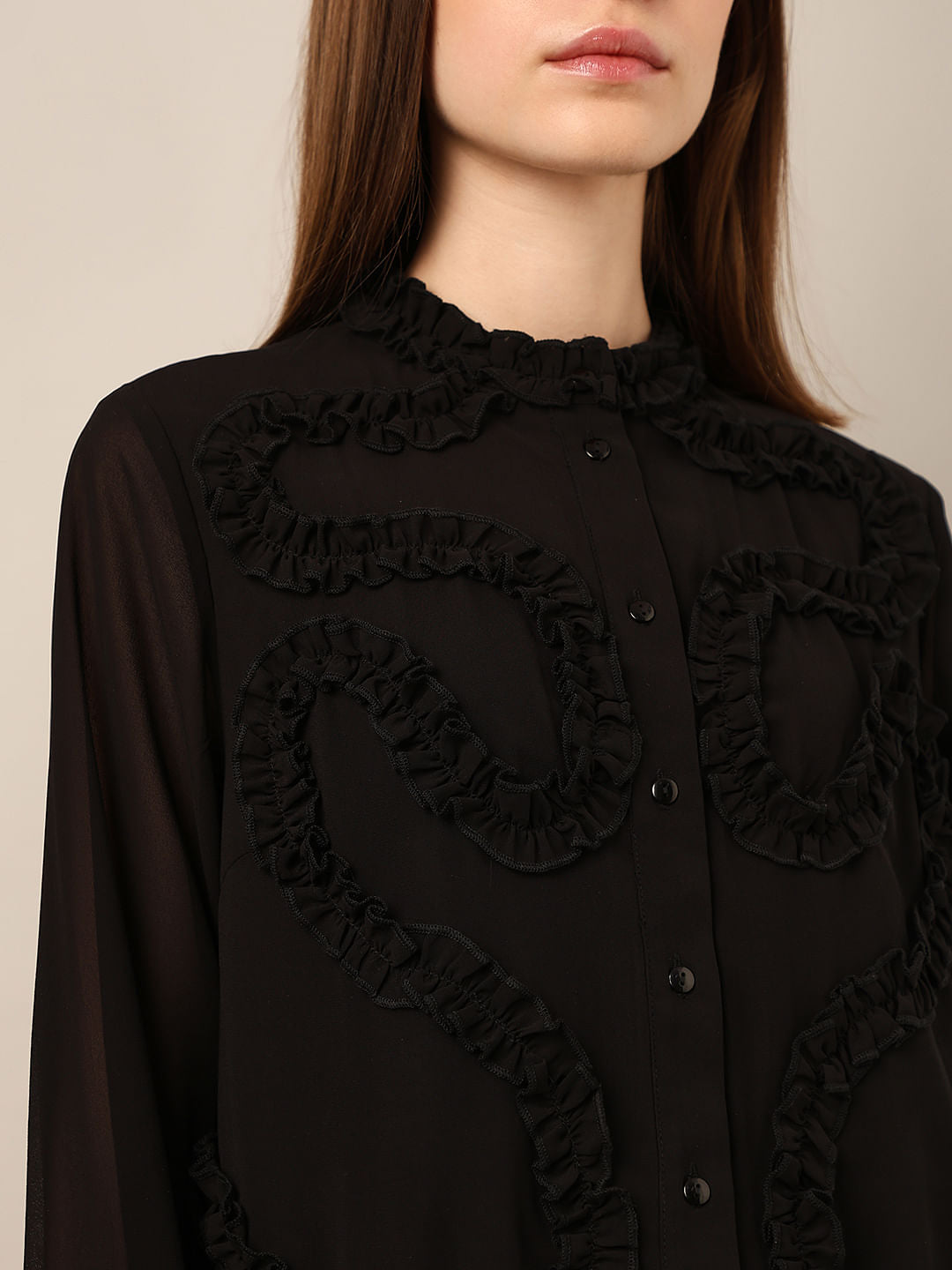 BLACK FRILL SHIRT