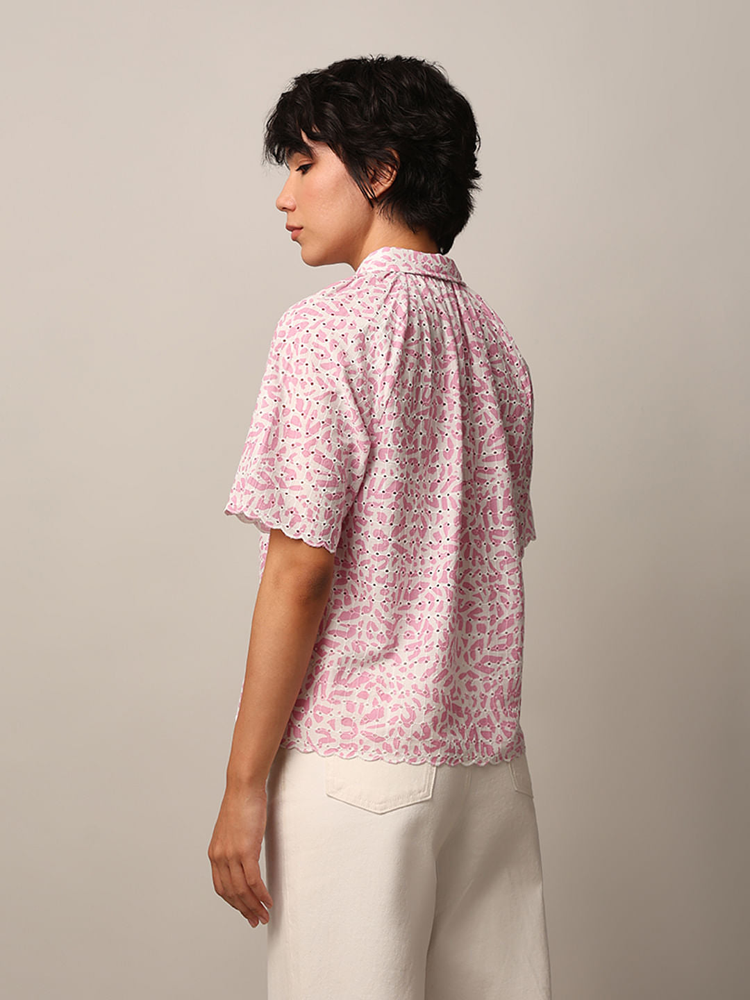 Pink Schiffli Cotton Shirt