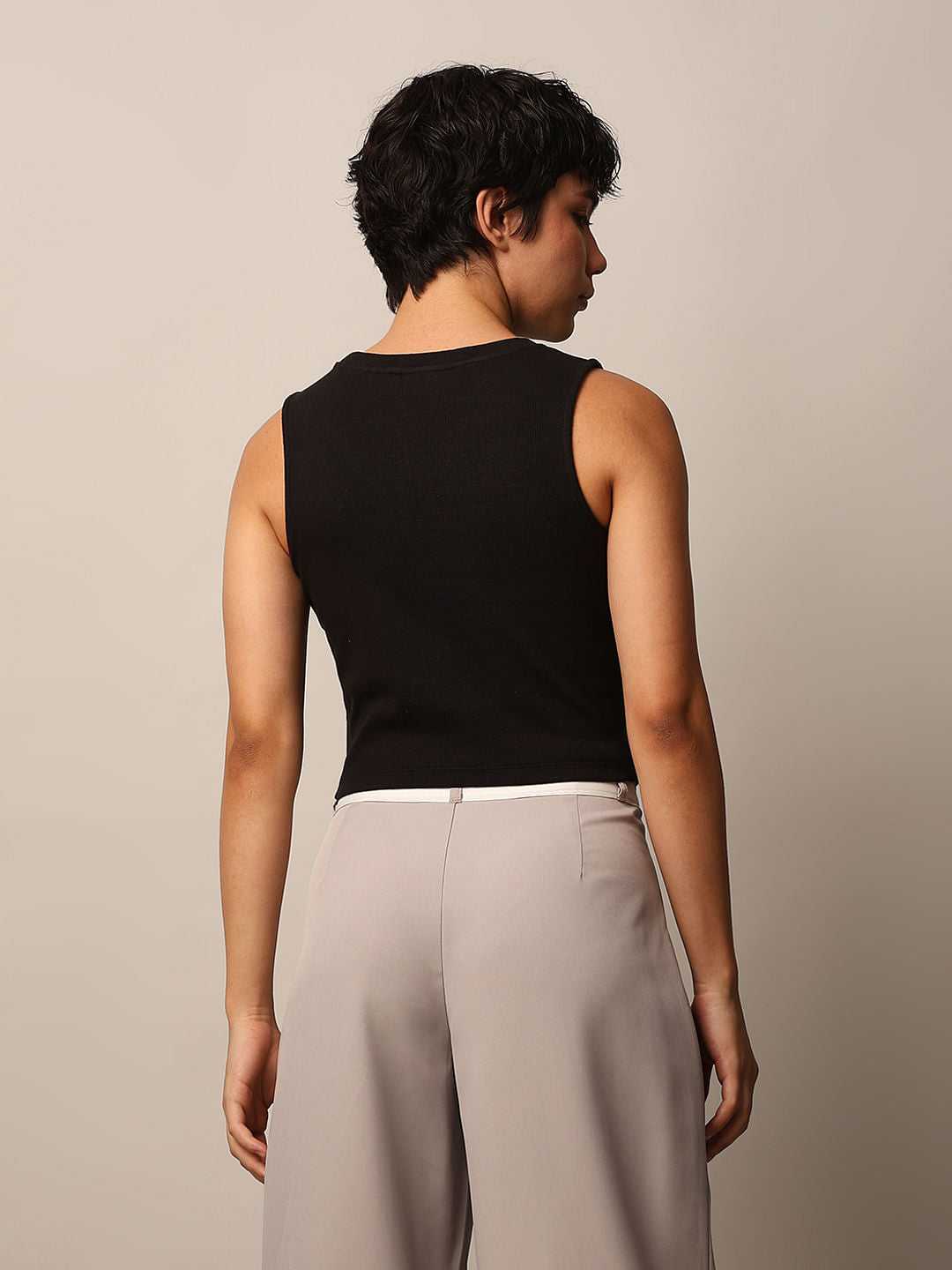 Black Ribbed Vest Top