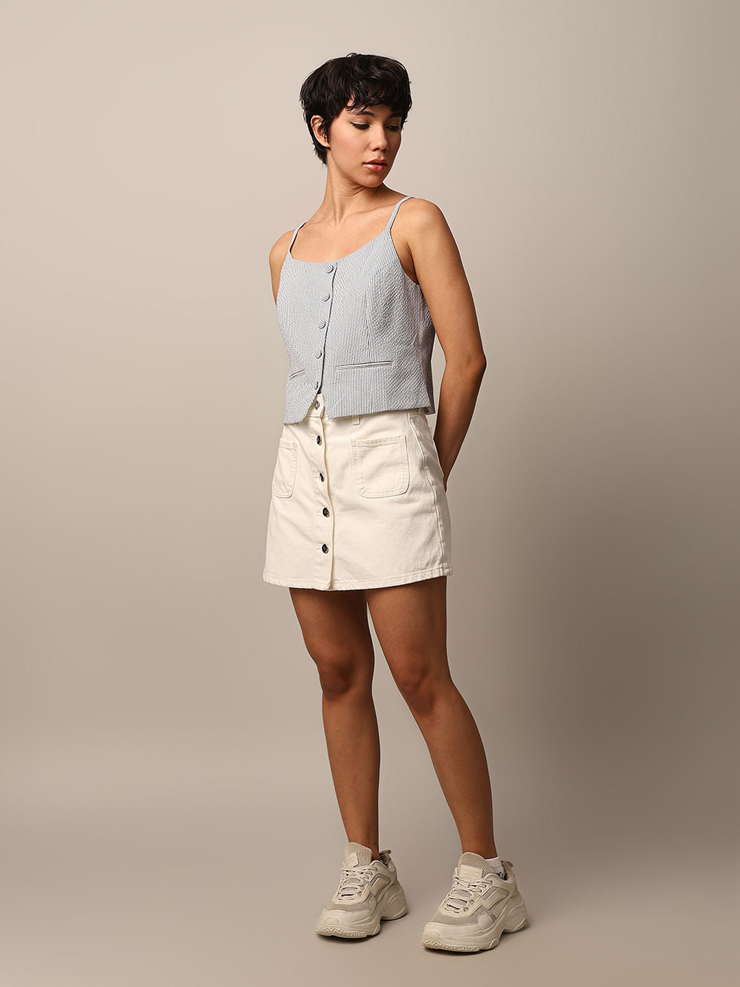 White Strappy Waistcoat Top