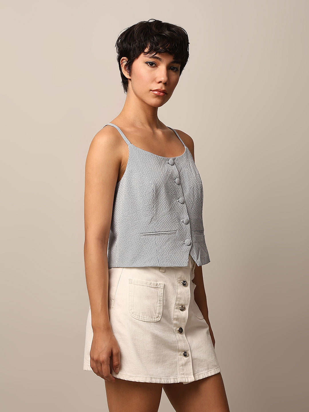 White Strappy Waistcoat Top