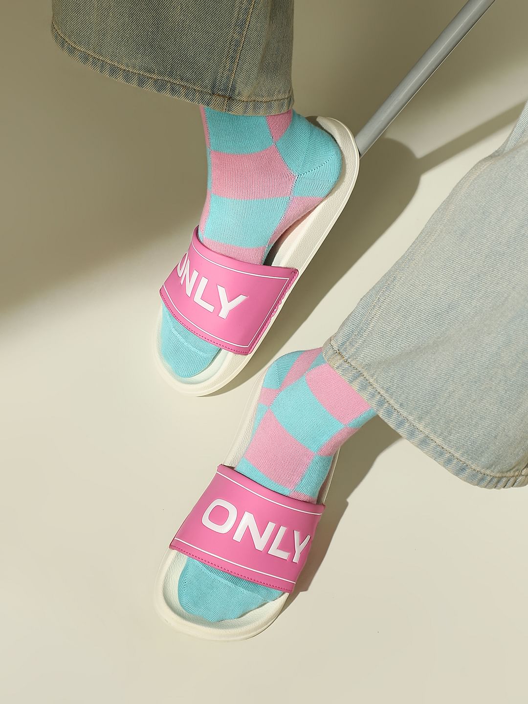Pink Logo Print Sliders - 36