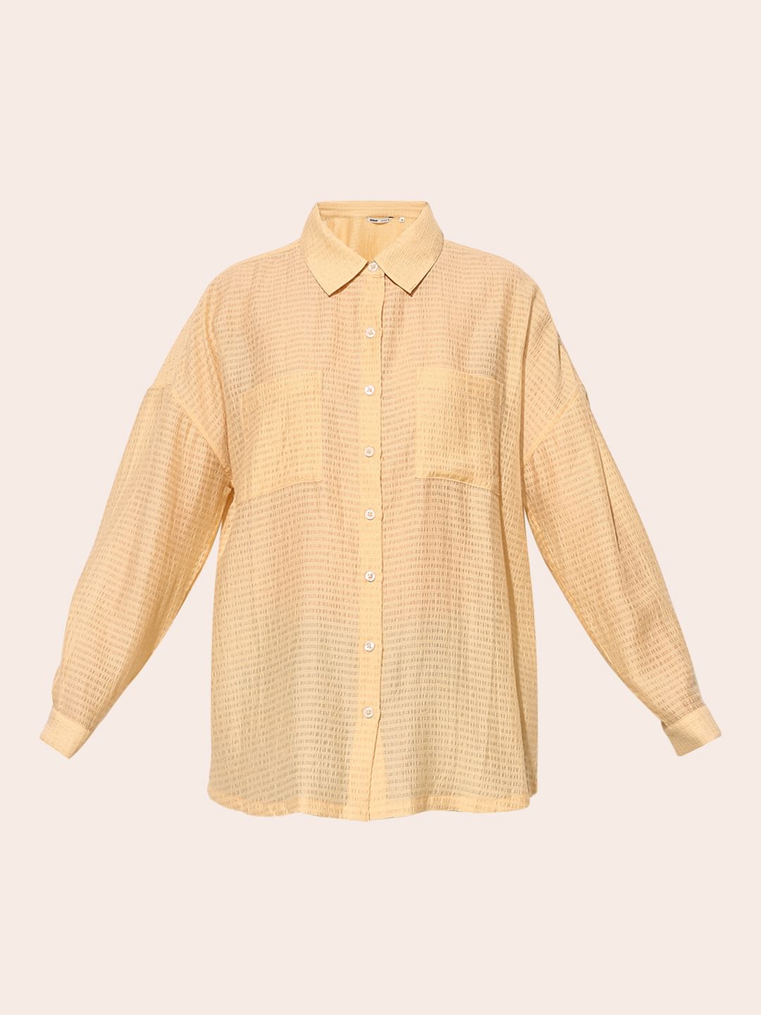 Beige Oversized Sheer Shirt