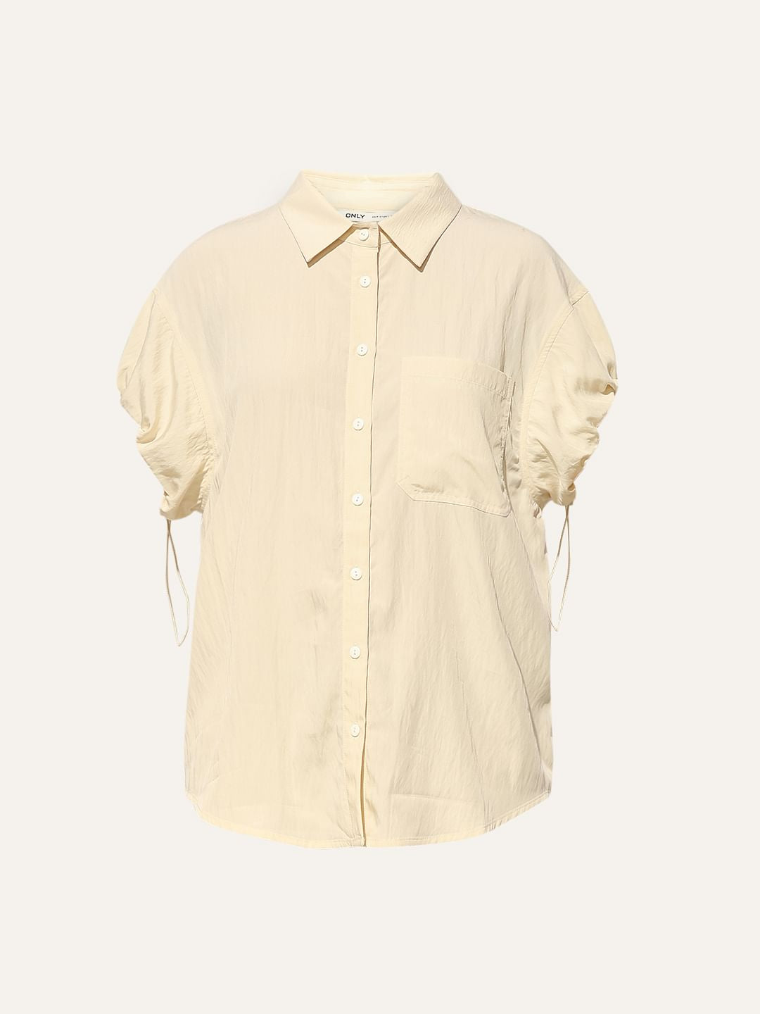 Beige Drawstring Detail Shirt