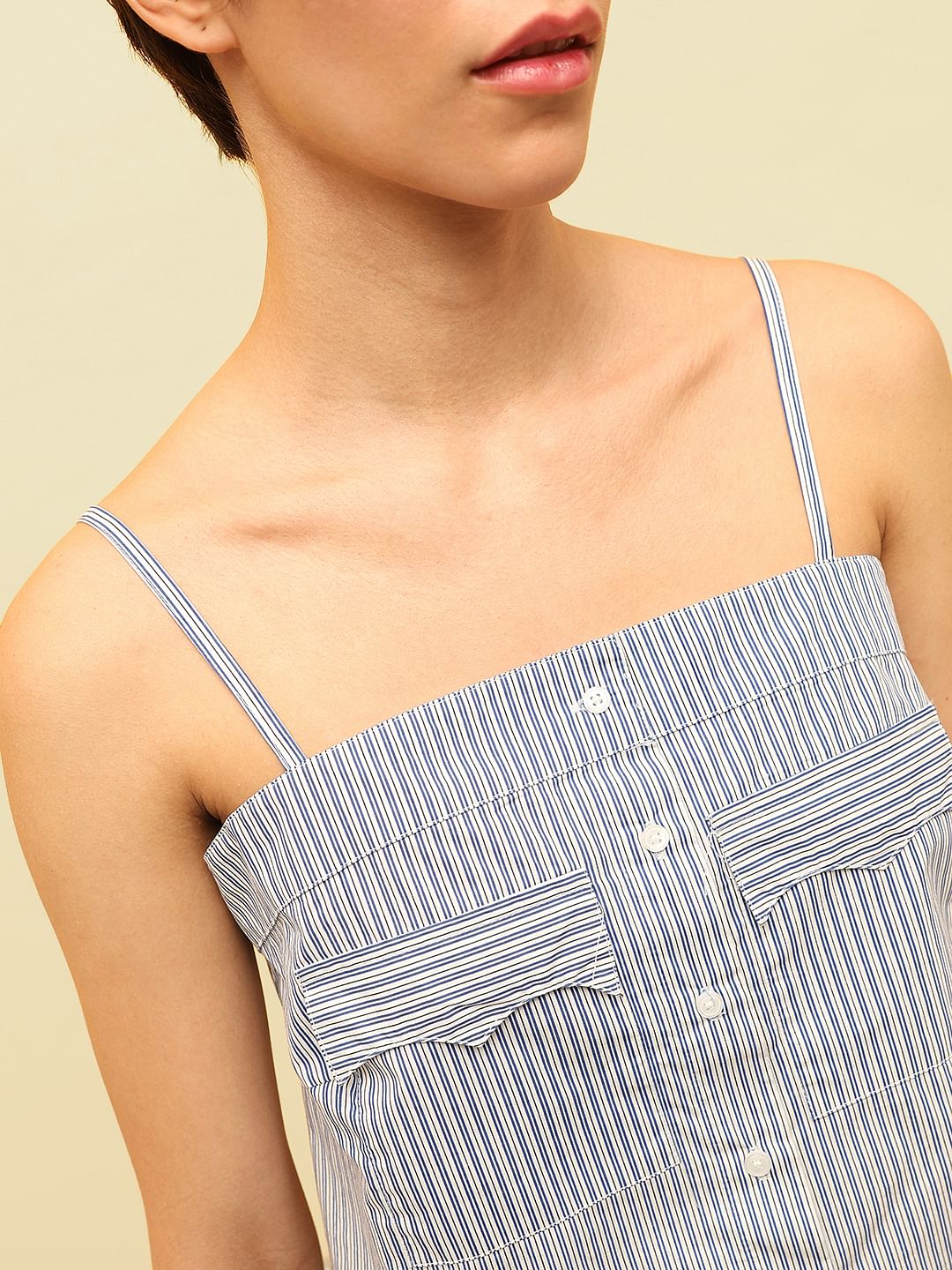 Blue Striped Strappy Top