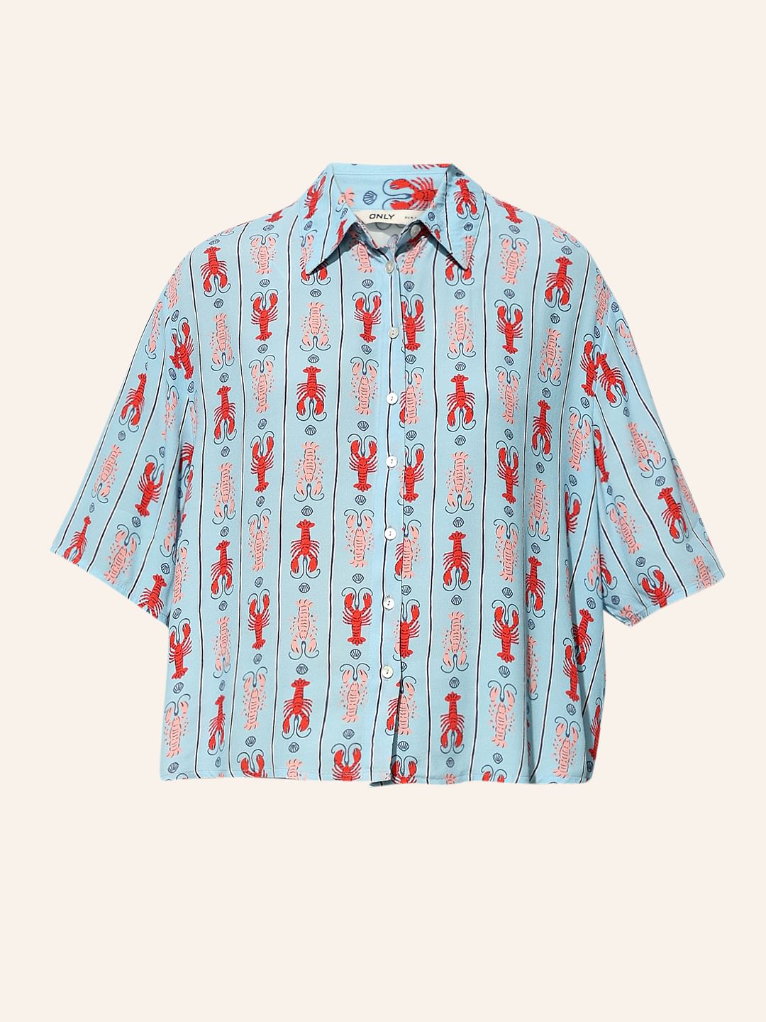 Blue Printed Viscose Shirt