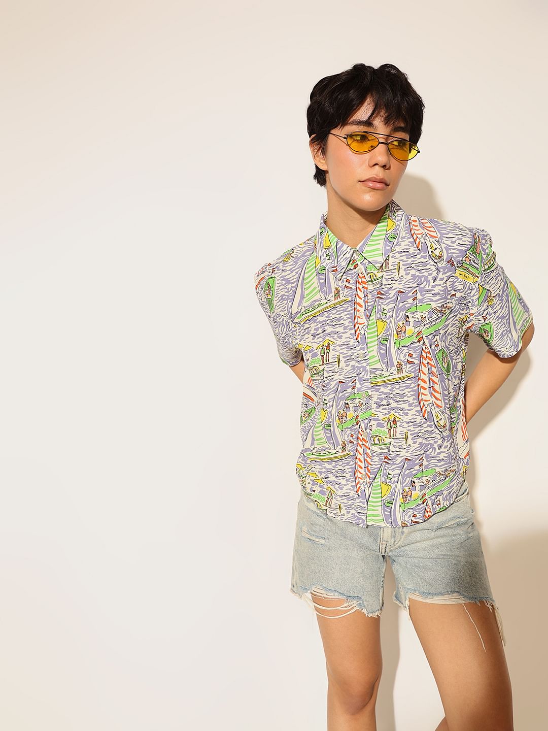 Multi-Colour Printed Viscose Shirt