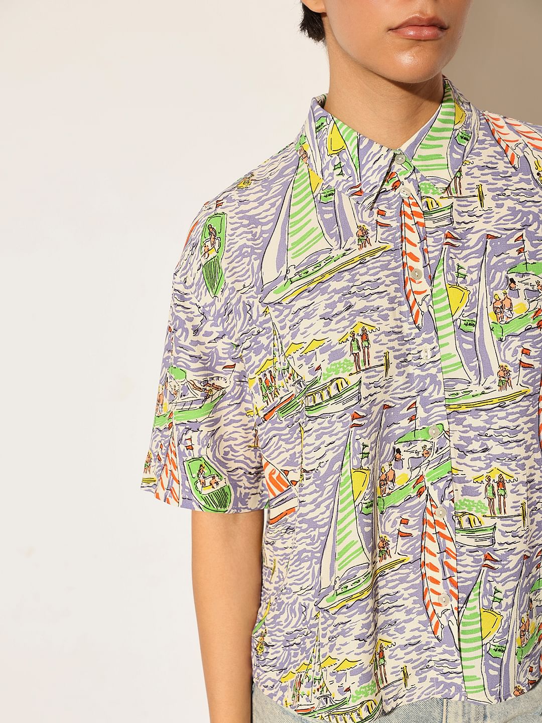 Multi-Colour Printed Viscose Shirt